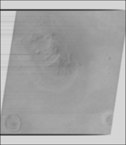Recovered 3-D relief of the landform: a gentle, flat-topped, eroded mound — a mesa.